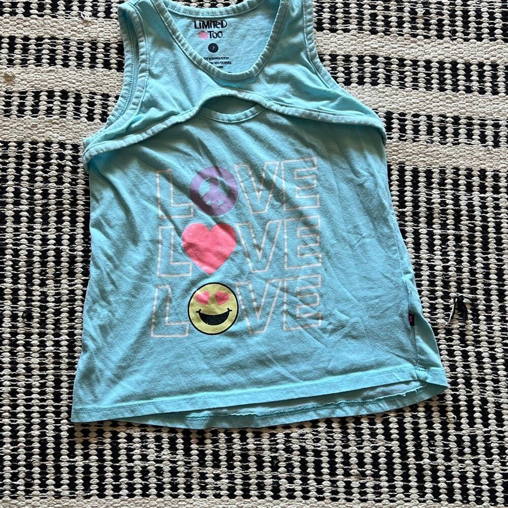 Limited too size 7 light blue LOVE Girls tank top